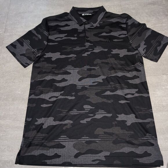 Travis Mathew Other - Travis Mathew Polo Shirt Mens M Camo Black Gray Palm Tree Golf Performance